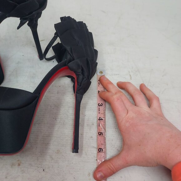 CHRISTIAN LOUBOUTIN Black Maria Frou Alta Satin Platform Pump Shoe - Picture 9 of 13